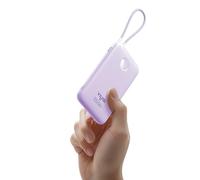 VIYISI Powerbank - Batería externa de 10000 mAh, máx. 22,5 W, ultracompacta, con cable USB-C integrado e indicador LED para iPhone 16/15, iPad, Samsung Galaxy S24/S23, Huawei, Google, color lila