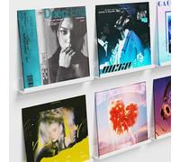 Viymgit Paquete de 4 estantes acrílicos, estante de vinilo de 30,5 cm para almacenamiento y exhibición de discos de álbum, estantes flotantes acrílicos blancos para decoración de fotos de pared