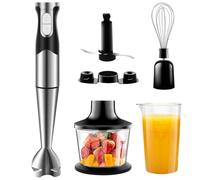 VIYSPNV Batidora de Mano 1200W Multifunción 6 en 1 con Función TURBO Velocidades Ajustables Acero Inoxidable con Batidor, Picadora, Vaso Medidor y Más, Ideal para Sopas, Salsas y Alimentos para Bebés
