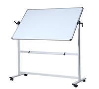 VIZ-PRO Pizarra blanca grande móvil magnética de doble cara 150x120 cm, con ruedas y marco de aluminio, para oficina y aula