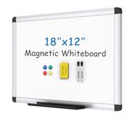 VIZ-PRO Pizarra Blanca Magnética 45 x 30 cm con Marco de Aluminio, Incluye 2 Rotuladores, 1 Borrador y 4 Imanes, Ideal para Oficina, Escuela y Hogar