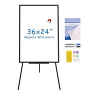 VIZ-PRO Pizarra blanca magnética con caballete y altura ajustable, 90x60 cm, con marco negro, para oficina, escuela y hogar