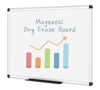 VIZ-PRO Pizarra Blanca Magnética con Marco de Aluminio y Bandeja para Rotuladores, 110 x 75 cm, Ideal para Oficina, Escuela y Hogar