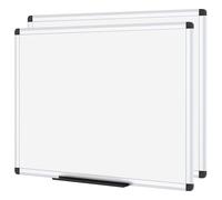 VIZ-PRO Pizarra blanca magnética de pared 120x90cm, pack de 2, marco de aluminio, para oficina y aula