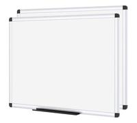 VIZ-PRO Pizarra blanca magnética de pared 90x60cm, pack de 2, marco de aluminio, para oficina y aula