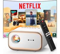 VIZONY Mini Proyector con WiFi y Bluetooth Bidireccional, Native 1080P, 4K, 50% Zoom, 4P4D, Sellado Completo, Portátil 450ANSI, Dorado y Blanco, HDMI, USB, Jack de 3,5 mm, Enfoque Automático