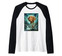 Vizsla Aurora Borealis, Aurora Boreal, Perro, Bosque Lunar Camiseta Manga Raglan
