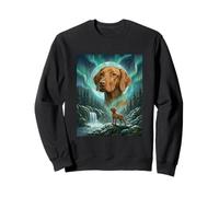 Vizsla Aurora Borealis, Aurora Boreal, Perro, Bosque Lunar Sudadera