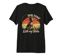 Vizsla Dog Retro Vintage Día del Padre Divertido Pescador Camiseta Premium