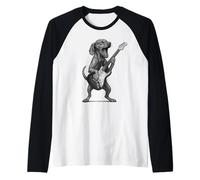 Vizsla Tocar Guitarra Rock Música Amante de Camiseta Manga Raglan