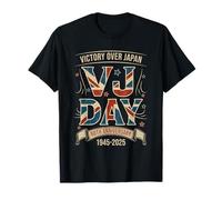 VJ Day WWII 80 aniversario Vintage V-J Day 2025 bandera Camiseta