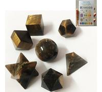 VJEWELS - Folleto de chakras de 20 páginas con ojo de tigre, 7 piedras, juego de geometría sagrada viene con bolsa de terciopelo, atractiva limpieza, vitalidad, equilibrio de chakras, meditación