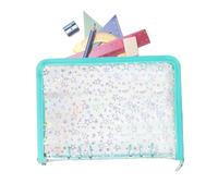 Vjeybv Carpeta de anillas recargable, A5, transparente, con cremallera, para tarjetas, recibos, boletos, pequeños accesorios, estudiantes, profesores, gerentes de proyectos, estudiantes, oficina