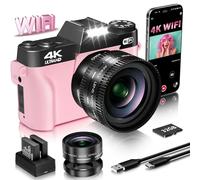 VJIANGER Cámara de vlogging 4K para cámara Digital Youtube de 48 MP para fotografía y Video con visualización abatible, Enfoque Manual, Zoom Digital de 16X, Gran Angular de 52 mm y MacroLens,