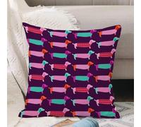 VJIZLOQB Fundas Cojines,Fundas de Cojines Decorativo Fundas Cojin Poliéster por Sala de Dormitorio Sofá,Dachshund, Paleta de Colores Inspirada en los años Sesenta con Elementos abstrac,40x40cm