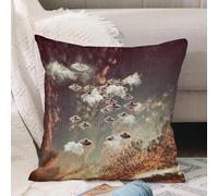 VJIZLOQB Fundas Cojines,Fundas de Cojines Decorativo Fundas Cojin Poliéster por Sala de Dormitorio Sofá,Objetos voladores en Cielo Nublado OVNIS Extraterrestres Tema de Ciencia ficción,40x40cm