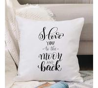 VJIZLOQB Fundas Cojines,Fundas de Cojines Decorativo Fundas Cojin Poliéster por Sala de Dormitorio Sofá,Te Amo hasta la Luna y más allá, caligrafía Manuscrita, Letras, Cita para el día,45x45cm