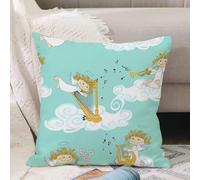 VJIZLOQB Fundas Cojines,Fundas de Cojines Decorativo Fundas Cojin Poliéster por Sala de Dormitorio Sofá,Patrón sin Costuras de una Divertida Banda de ángeles de Dibujos Animados,45x45cm