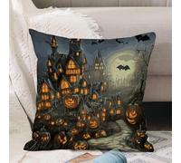VJIZLOQB Fundas Cojines,Fundas de Cojines Decorativo Fundas Cojin Poliéster por Sala de Dormitorio Sofá,Fondo de Cartel de Halloween. Ilustración de Halloween, Paisaje Nocturno misteri,40x40cm