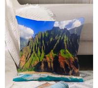 VJIZLOQB Fundas Cojines,Fundas de Cojines Decorativo Fundas Cojin Poliéster por Sala de Dormitorio Sofá,Vista aérea de la Espectacular Costa de Na Pali, Kauai, Hawái,40x40cm