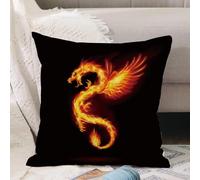 VJIZLOQB Fundas Cojines,Fundas de Cojines Decorativo Fundas Cojin Poliéster por Sala de Dormitorio Sofá,Ilustración de un dragón de Fuego con alas, símbolo de sabiduría y Poder sobre f,40x40cm