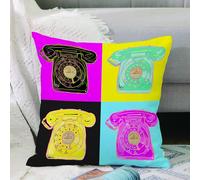 VJIZLOQB Fundas Cojines,Fundas de Cojines Decorativo Fundas Cojin Poliéster por Sala de Dormitorio Sofá,Comunicación Dibujo Colorido Color Warhol Pop Teléfono Andy Funky Cool Divertido,40x40cm