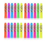 Vjsujehgy 24 Piezas Que Brillan en las Luces Negras Crayones de Pintura Pintura Corporal Fluorescente Maquillaje de Disfraces de Halloween para Adultos