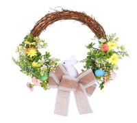 Vjsujehgy de de Pascua, de Conejito de Pascua Artificial con Huevos Pastel y Flores Mixtas para Puerta y Decoración del Hogar Al Aire Libre
