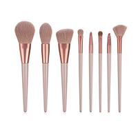 Vjsujehgy Juego de Herramientas de Brochas de Maquillaje de Pelo de Caballo de 8 Piezas, Polvo CosméTico, Sombra de Ojos, Base, Mezcla de Rubor, Brocha de Maquillaje de Belleza, MarróN