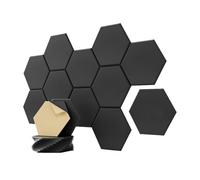 Vjsujehgy Paquete de 12 Paneles Acústicos, 12 X 10 X 0,4 Pulgadas, Paneles Insonorizados Autoadhesivos Hexagonales, para Dormitorio, Hogar, Estudio, Color Negro