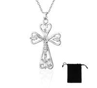 VJUYSW Collar Cruz, Colgante Cruz Hombre Mujer, Collar con Cruz, Cadena Plata Hombre, Collar Hombre, Colgante de Cruz Cristiana, Regalo de Joyería para Mujer y Hombre