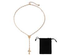 VJUYSW Collar Cruz Hombre Mujer, Colgante de Cruz Cristiana, Cruz Cadena Acero Inoxidable Oro, Cadena Hipoalergénica Chapada en Oro de 18 Quilates, Regalo de Joyería para Mujer y Hombre