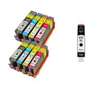 VJZYUTSW Cartucho de Tinta 670xl Compatible con 670 670xl para Deskjet 3525 5525 4615 Impresoras 670XL BK(2 Set Free Get 1BK)