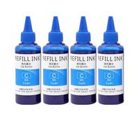 VJZYUTSW Kit de Recarga de Botella de 4color Dye Ink 100ml Compatible con impresoras de Escritorio de impresoras de inyección de Tinta(4 Dye Ink-Cyan)