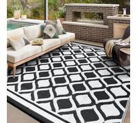 VK·LIVING Alfombra Exterior 120X180cm Impermeable Reversible Duradera & UV Resistente Moderna Portátil Ligera para Alfombra de Exterior Balcón Camping Patio RV Negro&Blanco