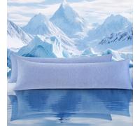 VK·LIVING Funda Almohada Fria (2 Pack) 40×145CM, Q-MAX >0.45 ARC-Chill, Doble Cara Funda de Almohada Refrigerantes con Cremallera, Fibra Suave y Refrescante para el Verano, Azul
