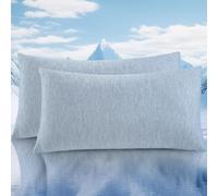 VK·LIVING Funda Almohada Fria (2 Pack) 40×60CM, Q-MAX >0.45 ARC-Chill, Doble Cara Funda de Almohada Refrigerantes con Cremallera, Fibra Suave y Refrescante para el Verano, Gris Claro