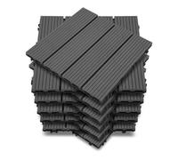 Vkechh Baldosas para terraza de WPC, azulejos de clic para terraza y balcón en 30 x 30 cm, color gris. Decking con drenaje, 66 unidades (6 m²) como revestimiento antideslizante para suelos.