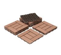 Vkechh Baldosas para terraza de WPC, azulejos de clic para terraza y balcón en 30 x 30 cm, color marrón. Decking con drenaje, 77 unidades (7 m²) como revestimiento decorativo de suelo.