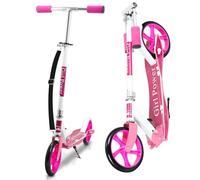 Vkechh Patinete infantil plegable para ciudad, 3 alturas, con ruedas grandes y correa de transporte, color rosa