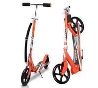 Vkechh Patinete infantil plegable para ciudad, 3 alturas, con ruedas grandes y correa de transporte, color naranja