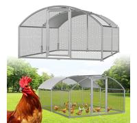Vkechh Recinto para gallinero, 3 x 4 x 2 m, accesorio para gallinero de metal, jaula para gallinas, jaula para animales pequeños, pajarera con cubierta de techo, recinto para animales pequeños