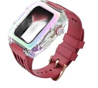 vkeid Cajas de reloj transparentes Bisel + kit de modificación de moda con correa de reloj deportivo de goma, para Ultra 8 7 6 5 4 SE, caja protectora transparente para reloj, para Iwatch 44 mm 45 mm