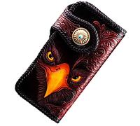 vkeid Cara de águila Primera Capa de Piel de Vaca Cremallera Alrededor de la Cartera Monedero de Embrague Monedero Ranuras para Tarjetas Cartera de colección para Hombres y Mujeres