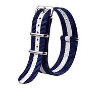 vkeid Correa de lona de nailon resistente de 0.709 in, 0.787 in, 0.866 in, correa de reloj de repuesto a rayas, ajuste de nailon para correa de reloj NATO (color: azul blanco, tamaño: 0.866 in)