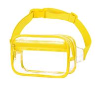 VKIOIP Riñonera unisex con correa ajustable, manos libres, con cremallera, para mujer y hombre, para senderismo, correr, regalos deportivos, amarillo transparente, Riñonera transparente