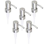 Vklopdsh 5 Piezas de Acero Inoxidable Soap Pump Replacement 28 Teeth Metal Bottle Nozzles Lotion Dispenser