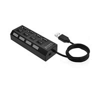 Vklopdsh Puerto USB4 2 Divisor con interruptor HUB Interruptor de 4 agujeros HUB USB2.0 Hub Multifunción