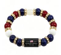 VKSG American Legacy - Pulsera de 250 aniversario de la Libertad de Estados Unidos, diseño patriótico de cuentas rojas, azules y blancas, regalo del Día de la Independencia para hombres y mujeres