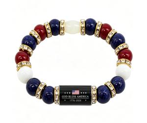 VKSG American Legacy - Pulsera de 250 aniversario de la Libertad de Estados Unidos, diseño patriótico de cuentas rojas, azules y blancas, regalo del Día de la Independencia para hombres y mujeres